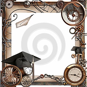 Steampunk Graduation graphic template