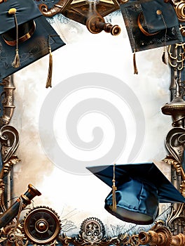 Steampunk Graduation graphic template