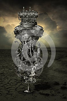 Steampunk Grunge Industrial Machine Background
