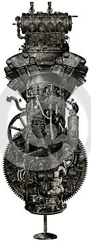 Steampunk Grunge Industrial Machine Isolated