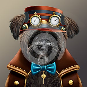 Steampunk havanese dog created by ai technology