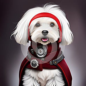 Steampunk havanese dog lady created by ai technology