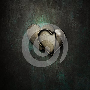 Steampunk heart locket empty on grunge background