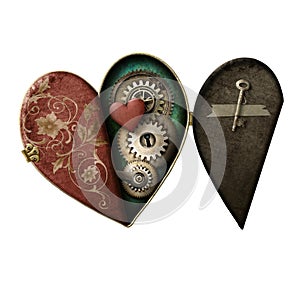 Steampunk Heart Locket isolated