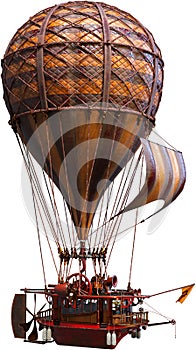 Steampunk Hot Air Balloon, Isolated, Airship