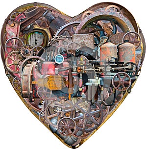 Steampunk Human Heart Machine, Isolated