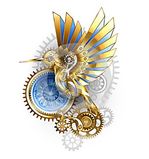 Steampunk hummingbird on white background