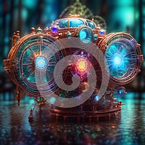 Steampunk Illuminated Time Machine