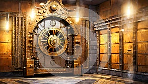 Steampunk Industrial Bank Vault Background