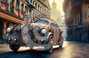 Steampunk Industrial Car, City Street