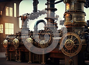 Steampunk Industrial Factory Machine Background