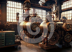 Steampunk Industrial Factory Machine Background