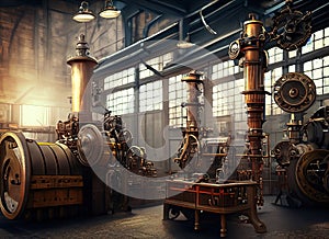 Steampunk Industrial Factory Machine Background