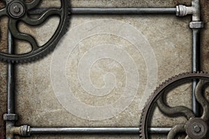 Steampunk Industrial Gears Frame Background