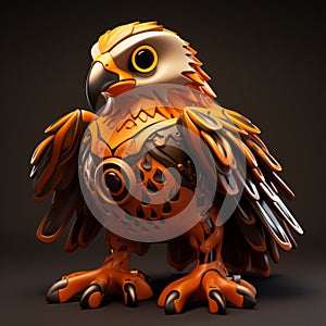 Steampunk-inspired 3d Bird Sculpture With Shiny Eyes