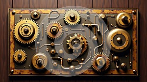 Steampunk-Inspired Industrial Control Panel