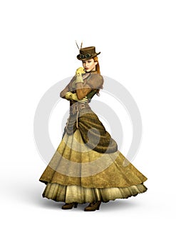 The Steampunk Lady. 3D Illustration