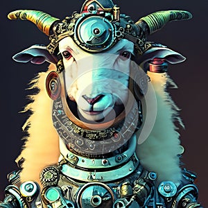 Steampunk lamb with generative AI technology