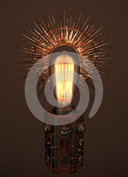 Steampunk lamp with star sun decorative reflector