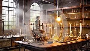 Steampunk Mad Scientist Laboratory Background