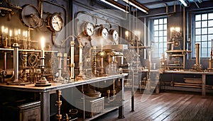 Steampunk Mad Scientist Laboratory Background