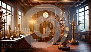 Steampunk Mad Scientist Laboratory Background