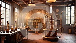 Steampunk Mad Scientist Laboratory Background