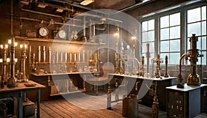 Steampunk Mad Scientist Laboratory Background