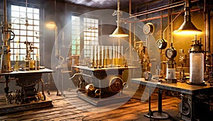 Steampunk Mad Scientist Laboratory Background