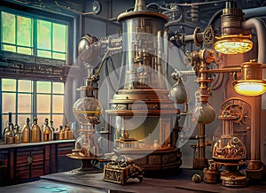 Steampunk Mad Scientist Laboratory Background