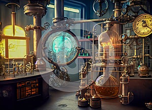 Steampunk Mad Scientist Laboratory Background