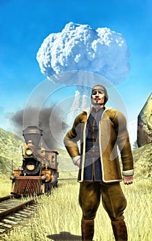 Steampunk man and atomic war