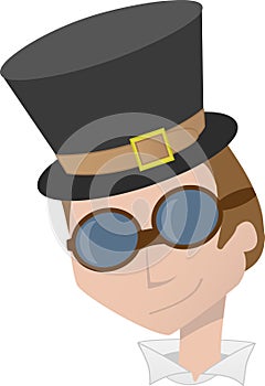 Steampunk Man Head Portrait Smiling