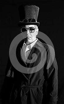 Steampunk Man in Noir Style photo