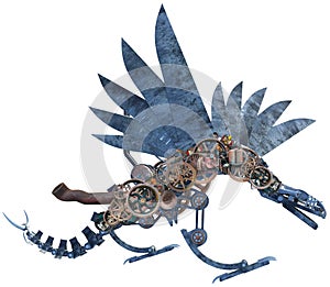 Steampunk Mechanical Machine Dragon Isolated