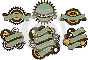 Steampunk mechanism banner
