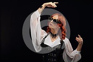 Steampunk model posing