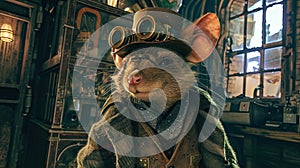 Steampunk Mouse with Classical Hat