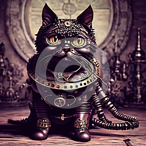 Steampunk Portrait Cat with generative AI technology