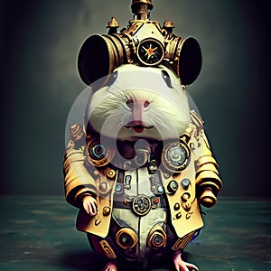 Steampunk Portrait Guinea Pig with generative AI technology