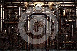 Steampunk retro clock composition