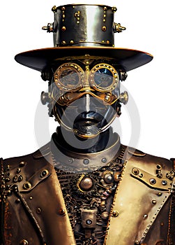Steampunk Robot Man, Technology, Isolated