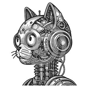 Steampunk Robotic Cat engraving raster