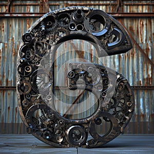 Steampunk Style Alphabet Letter G Made of Metal Gears and Pipes