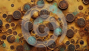 A steampunk style printed circuit board background texture