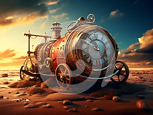 steampunk style time machine, ai generative