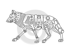 Steampunk style wolf coloring book vector