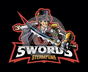 Steampunk Swordsman Mascot Logo Design