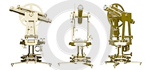 Steampunk telescope isolated on white