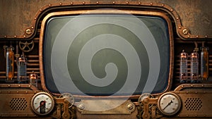 Steampunk television set - digital illustration